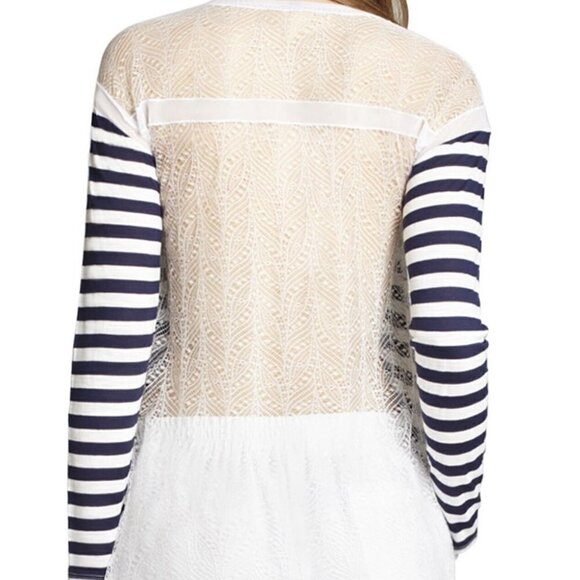 Bcbg Lexi Lace Crew Neck Top With High-Low hem - Picture 2 of 5